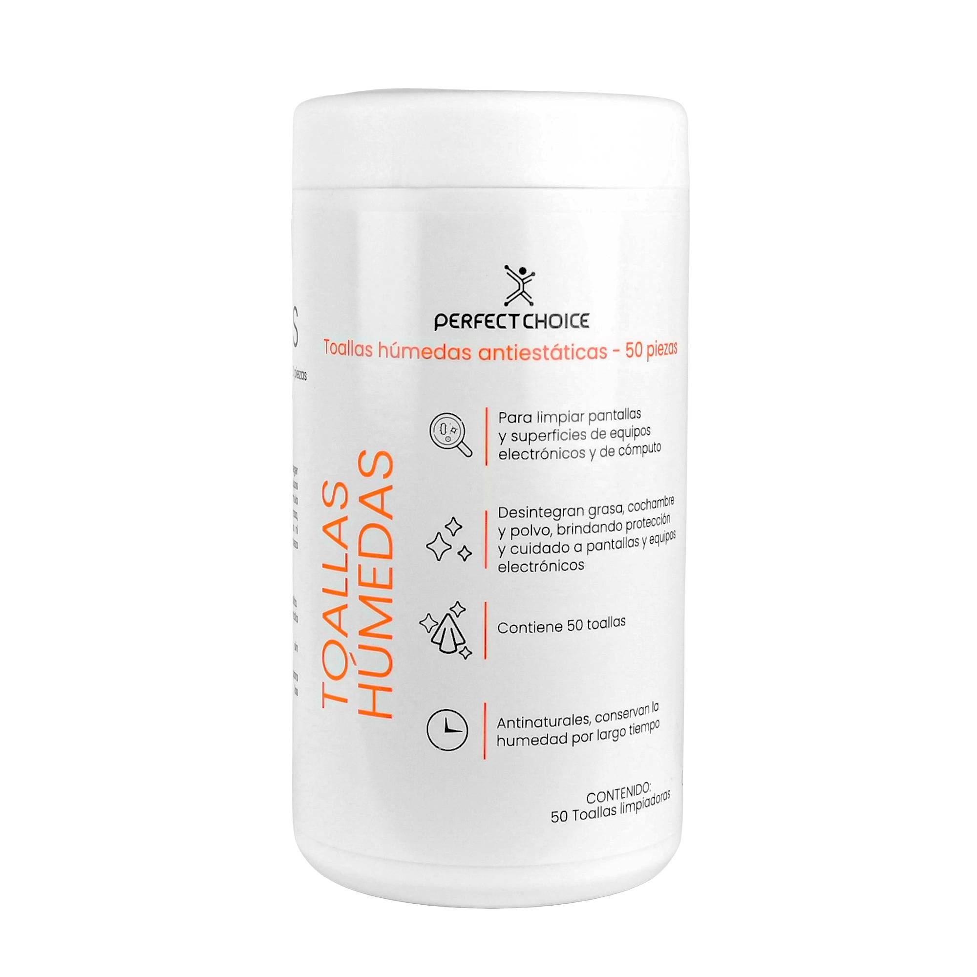 Toallas Limpiadoras para Equipos Eléctricos Bote con 50 pzas | PERFECT CHOICE - Toallas Limpiadoras para Equipos Eléctricos Bote con 50 pzas | PERFECT CHOICE -